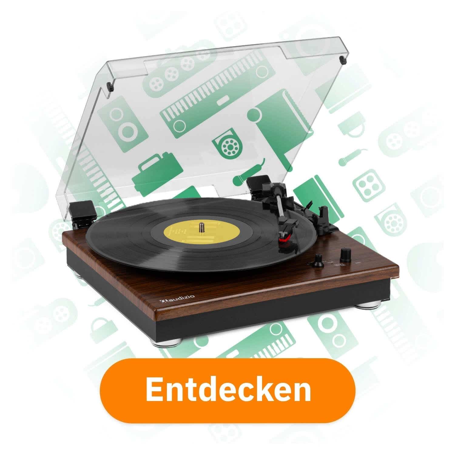 Audizio RP112D – Plattenspieler mit eingebauten Lautsprechern – Bluetooth In/Out