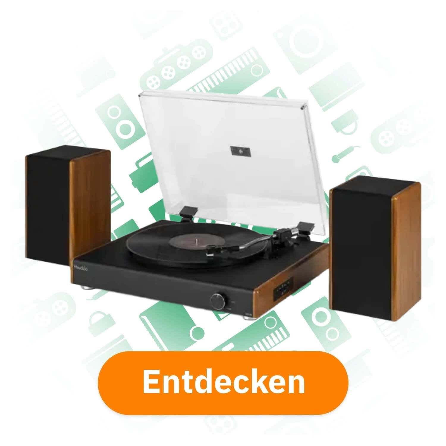 Audizio RP335 Retro Plattenspieler Bluetooth und integrierten Lautsprechern - Holzoptik