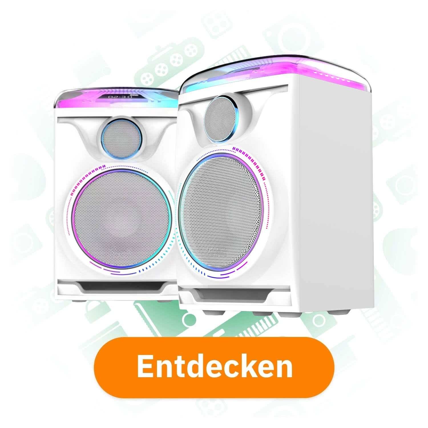 Fenton Track 2.0 Karaoke-Set - Lautsprecherset mit Bluetooth, Mikrofon und Lichteffekten entdecken