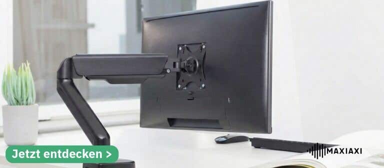 Monitorhalterung mit Bildschirm op een modern bureau